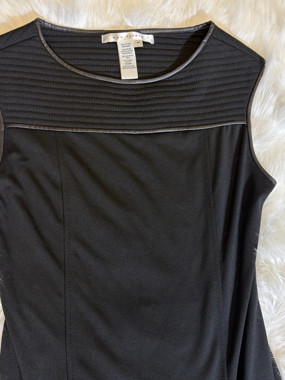 Max Studio Black Sleeveless Dress with Quilted Yoke